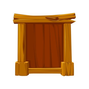 Wooden game frame or border. Brown plank and panel for game interface design and UI element png