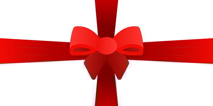 Tied Bow with horizontal and vertical red Ribbon. Volumetric element for Page Decor, Banners, Postcards. Wrap gift for birthday, Christmas, holidays. Knotted decoration. Color illustration vector