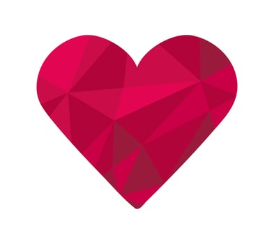 Heart in Low Poly style. Diamond in the form of a symbol of love. Red gem. Cupid, a gift from a loved one. Polygon decoration. Jewel. Valentine's Day. Isolated. Color image. illustration vector