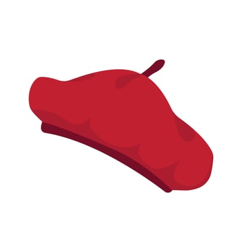 Part of basic wardrobe. Red beret. Clothing store, fashion. Flat style design, isolated . Fall print element, seasonal warm, cozy clothes. vector