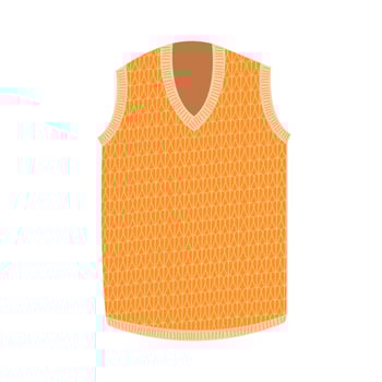 Knitted vest hand drawn cartoon illustration. Flat style design, isolated . Kids autumn, fall print element, seasonal warm, cozy clothes, knitting, handicraft, knitwear vector