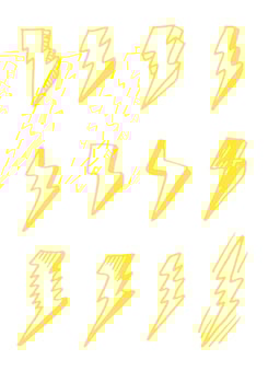 set of hand drawn doodle electric lightning bolt symbol sketch illustrations. thunder symbol doodle icon. vector