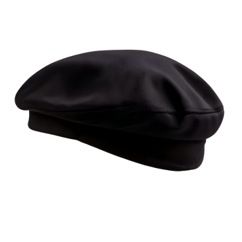 Black french cap beret side view isolated on transparent background, cut out, or clipping path. png