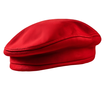 Red french cap beret side view isolated on transparent background, cut out, or clipping path. png