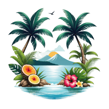 tropical island with palm trees png