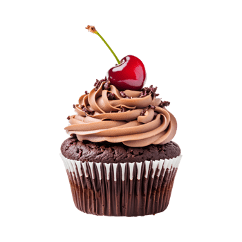 Chocolate Cupcake with Cherry Isolated on Transparent Background png