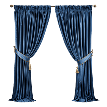Blue Curtains Isolated on Transparent Background png