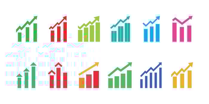 Bar graph icon set on white background. illustration in trendy flat style vector