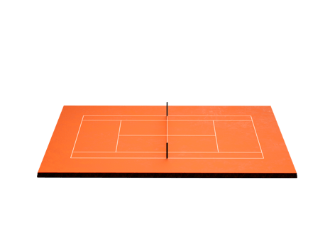 3D Orange Clay Tennis Court Field With Net And White Lines Marking Boundaries 3D Illustration png