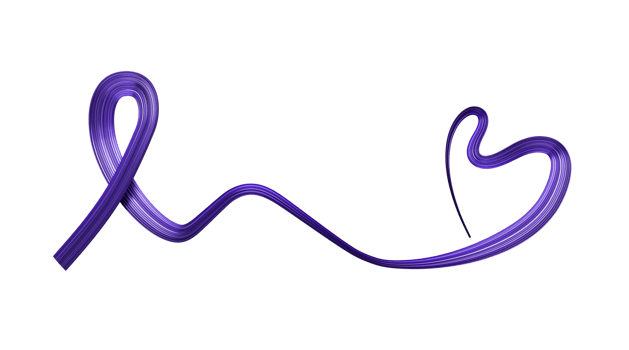 Pancreatic Cancer Awareness Month. Purple Color Ribbon making heart shape 3d illustration png
