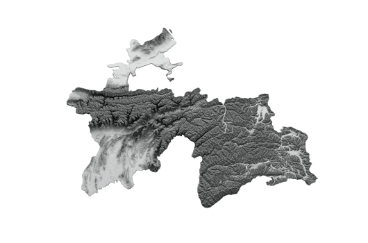 Tajikistan Map Flag Shaded relief Color Height map 3d illustration png