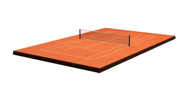 Tennis court Clay Top view field Court field with markings. Play on red clay court, Tennis net 3d illustration png