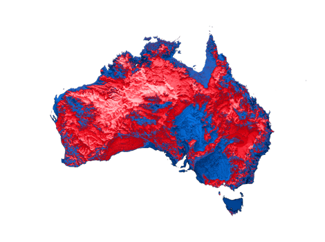 Australia map with the flag Colors Red and yellow Shaded relief map 3d illustration png