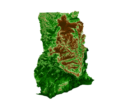 Ghana Topographic Map 3d realistic map Color 3d illustration png