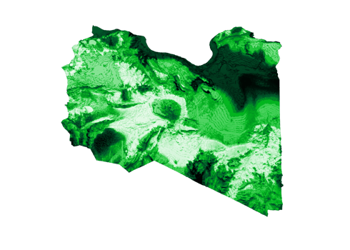 Libya map with the flag Colors Green and Red Shaded relief map 3d illustration png