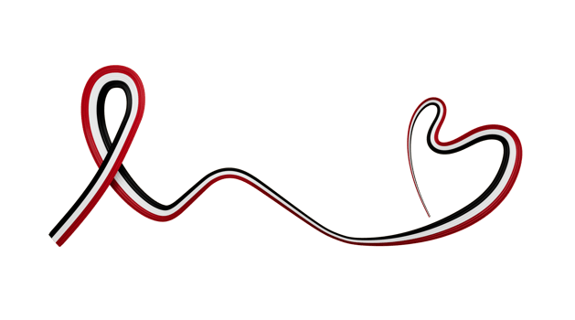 3d Flag of syria Country, Heart shaped Wavy Awareness Ribbon, 3d illustration png