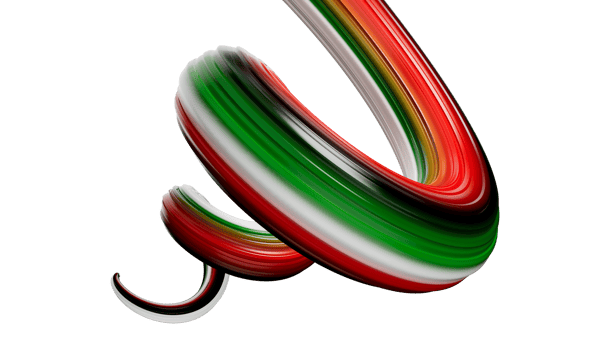 Abstract spiral of Palestine Flag Colors, 3d brush Stroke 3d illustration png