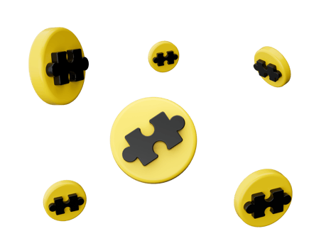 Yellow and Black flying puzzle . Minimal creative concept. 3d illustration png