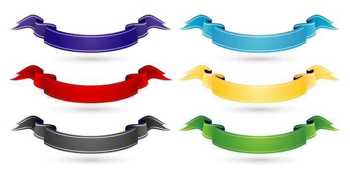 Set of colorful ribbons on a isolated white backgrounds for banners, decks, collages, scene designs, User interface, Branding or identity campaigns, Stationery prints layouts, Presentations materials vector