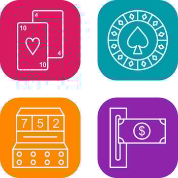 playing cards and spade chips Icon vector