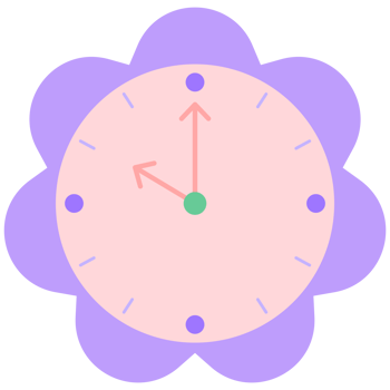 Cute and Colorful hand drawn kawaii girly elements set flower wall clock png