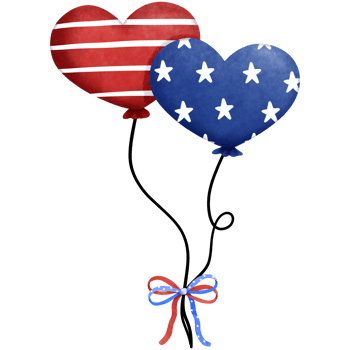 4th of july balloons clipart, Hand drawn watercolor patriotic elements illustration. png