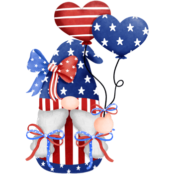 Patriotic gnome clipart, Hand drawn watercolor 4th of july illustration, Independence day decoration. png