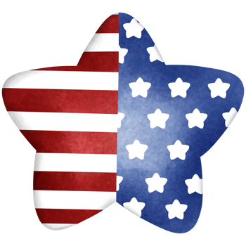 Fourth of july star with american flag clipart, Hand drawn watercolor patriotic illustration. png
