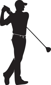 Golf player silhouette on white background. vector