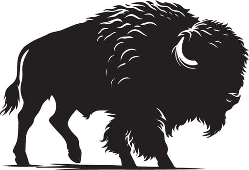 Bison silhouette isolated on white background. Cow logo vector