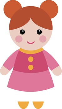 illustration children's toy of a cute doll girl vector
