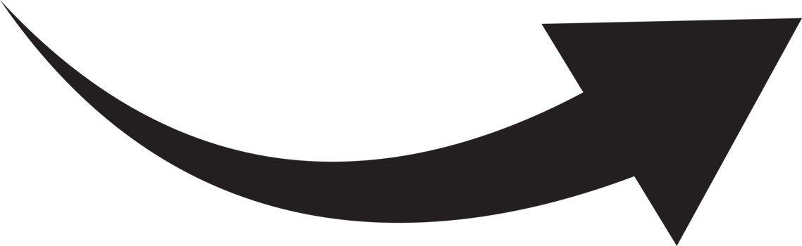Curved arrow right direction icon. isolated transparent. black curved graph with arrow. png