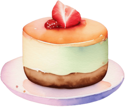 A watercolor cake with strawberries on top png