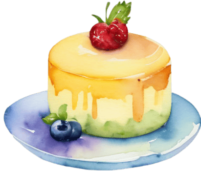 A watercolor cake with berries on top png