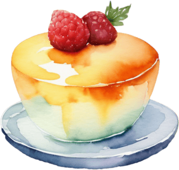 A watercolor painting of a dessert with raspberries png