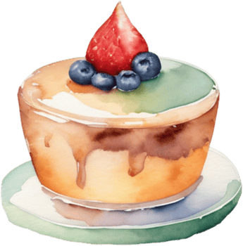 Watercolor cake with berries and cream png