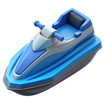 3d isometric icon of speed boat png