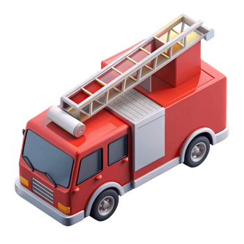 3d isometric icon of ladder truck png