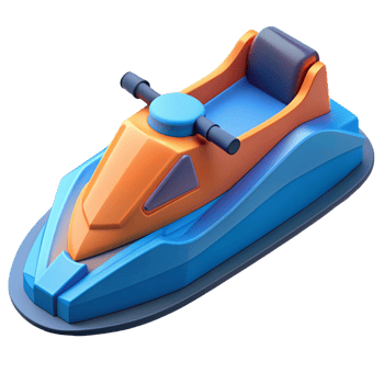 3d isometric icon of speed boat png
