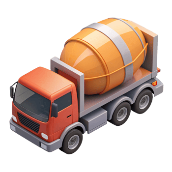 3d isometric icon of cement truck png