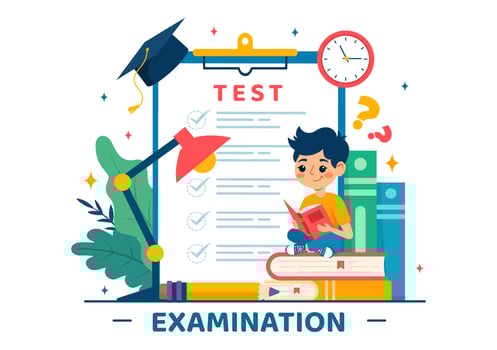 Examination Paper Illustration with Online Exam, Form, Papers Answers, Survey or Internet Quiz in Flat Kids Cartoon Background Design vector