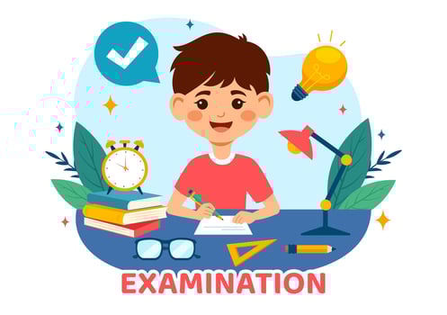 Examination Paper Illustration with Online Exam, Form, Papers Answers, Survey or Internet Quiz in Flat Kids Cartoon Background Design vector