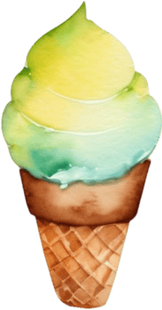 Ice cream watercolor clipart illustration png