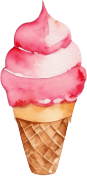 Ice cream watercolor clipart illustration png
