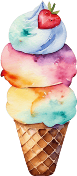 Ice cream watercolor clipart illustration png