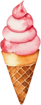 Ice cream watercolor clipart illustration png