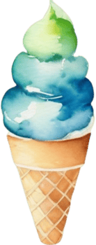 Ice cream watercolor clipart illustration png
