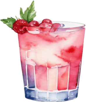 a watercolor drawing of a cocktail with berries png
