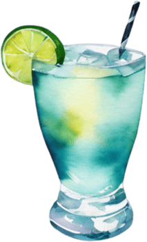 a watercolor drawing of a cocktail with orange slices png