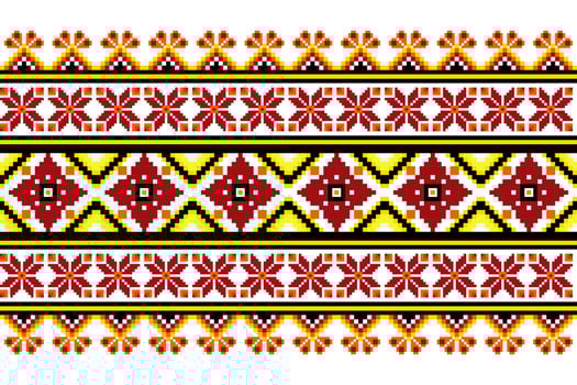Pixel pattern ethnic oriental traditional design fabric pattern textile vector